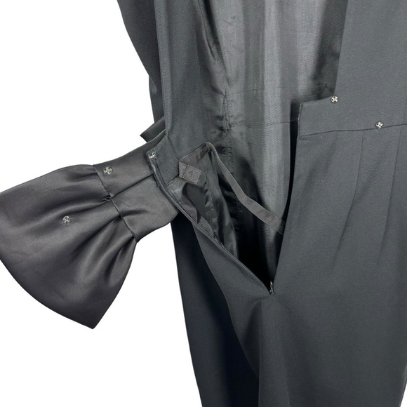 VINTAGE AJ BARI BLACK SCOOP OPEN BACK BOW CLASSIC COCKTAIL DRESS - Picture 11 of 13